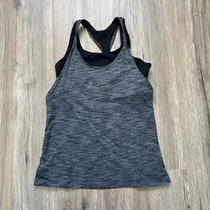 Lululemon Tank - Built In Bra - Size 6 - Black Grey